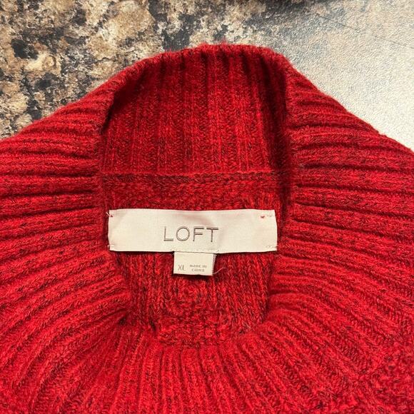Loft Sweater Dress Cable Knit Turtleneck Dark Academia Cottage Preppy Red XL - Picture 3 of 8